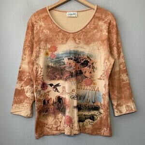 Cactus Bay Arizona Top Size XL Petrified Forest Embellished Cowgirl Southwestern